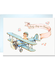 New Baby Boy Card | Vintage Airplane Baby Shower Card