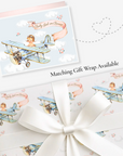 New Baby Girl Card | Vintage Airplane Baby Shower Card