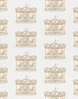 A wrapping paper pattern featuring a repeating pattern of gold carousel illustrations, shown flat against a white background.
