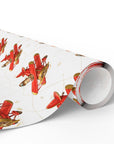 A roll of wrapping paper featuring a repeating pattern of red airplanes piloted by darling baby boys against a soft background with delicate navigation lines and compass roses.