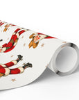 A roll of wrapping paper with a vintage-style print of Santa Claus in a cowboy hat and classic red suit.